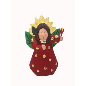 Hand-Carved Mexican Alebrije Sunflower Angel Figure 7x6 Inch Folk Art Holds Flow